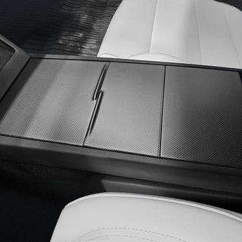 2024 Tesla Model 3 & 2025 Model Y Carbon Fiber Center Console Cover – Glossy/Matte Finish, 1x1 Plain Weave (4 Pieces)