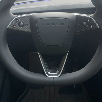 Carbon Fiber Steering Wheel Trim for Tesla Model Y Juniper