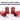 Set of red aluminum valve stem caps with knurled texture
