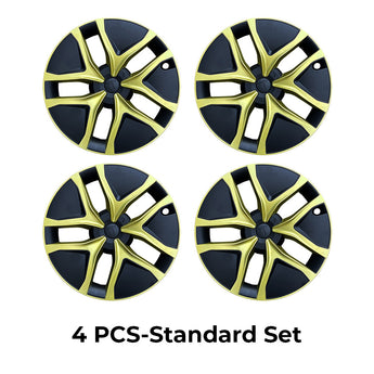 Satin Black Gold Arachnid 2.0 Style 19’’ Crossflow Wheel Covers for 2025+ Tesla Model Y Juniper