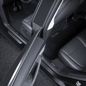 Protections de seuil de porte en fibre de carbone pour Tesla Model Y Juniper et Model 3 Highland | Protection intérieure sur mesure contre les éraflures