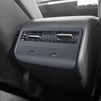 Plaid Backseat Air Vent Cover Frame for Model Y Standard - Metallic Silver