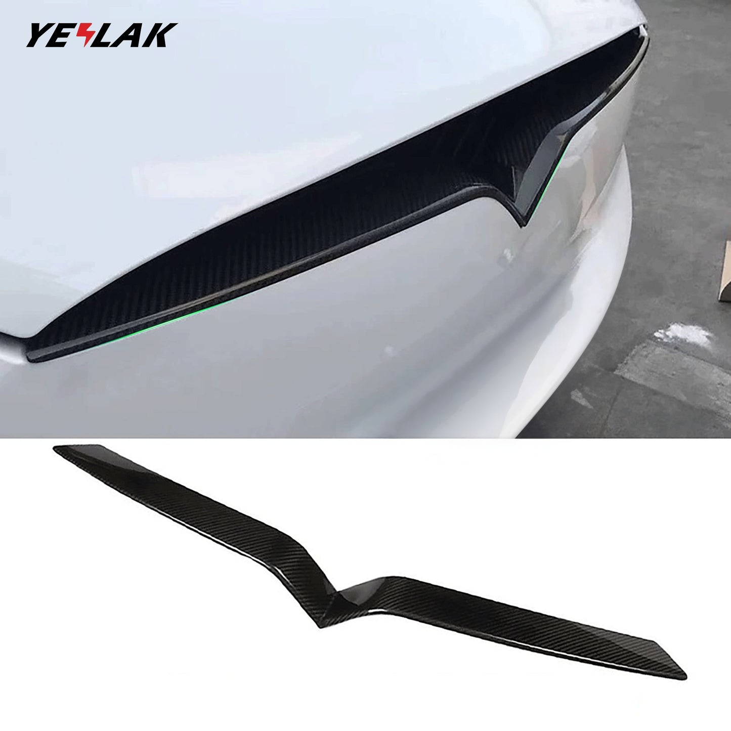 Real Carbon Fiber Front Bumper Inlay For Tesla Model X 2017-2023
