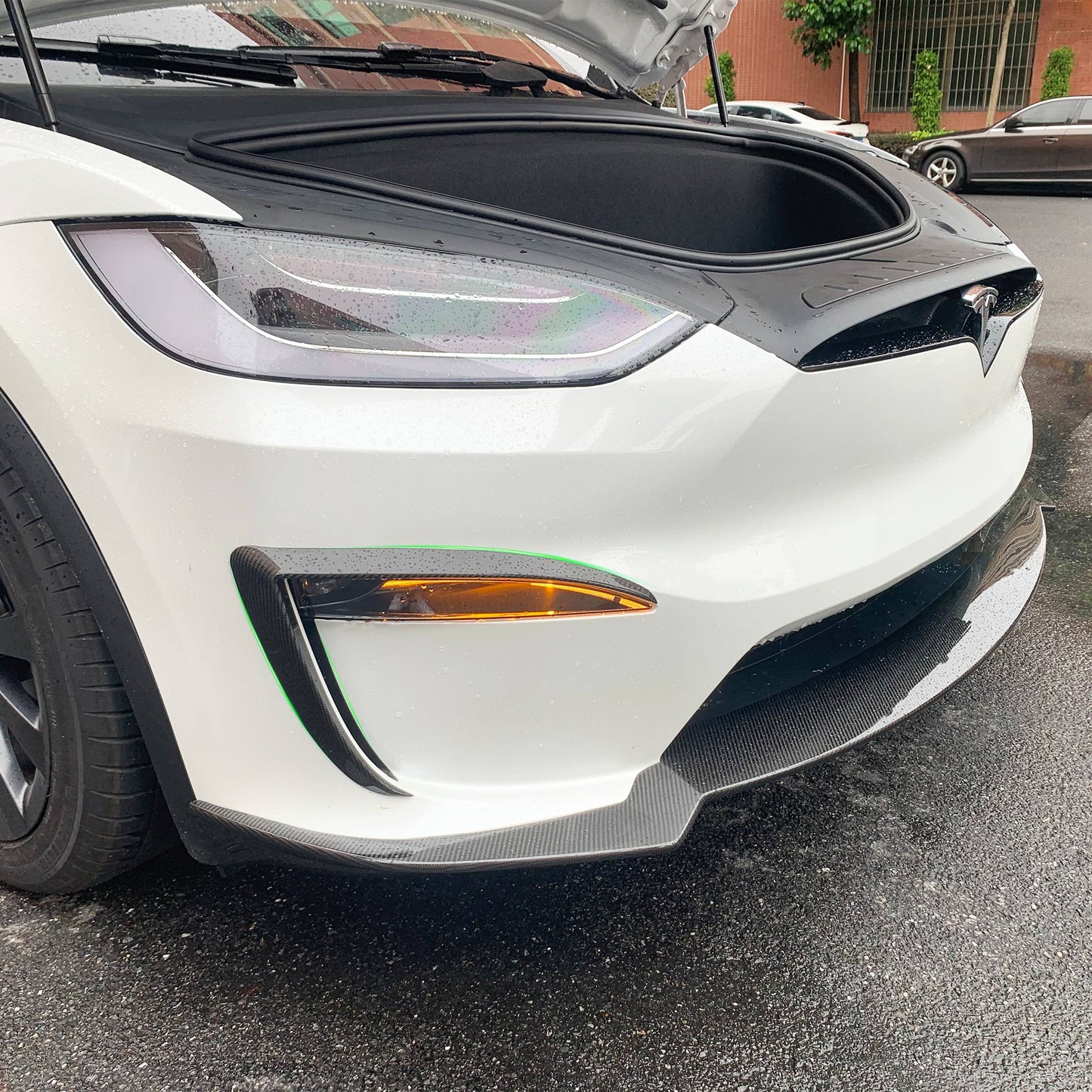 Real Carbon Fiber Aero Front Lip For 2021+Model X