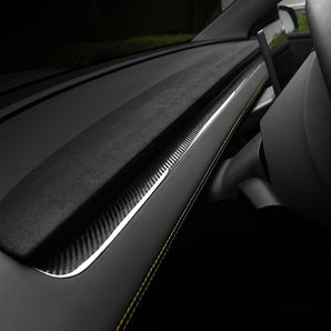Real Carbon Fiber Dashboard Lower Air Vent Trim For Tesla 2024-2026 Model 3 Highland & Model Y Juniper