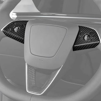 Real Carbon Fiber Steering Wheel Overlay For 2024+ Model 3 Highland (2 Pieces)