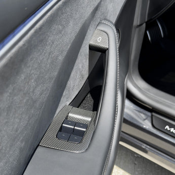 Plain weave Carbon Fiber Window Switch Covers installed on Tesla Model 3 Highland