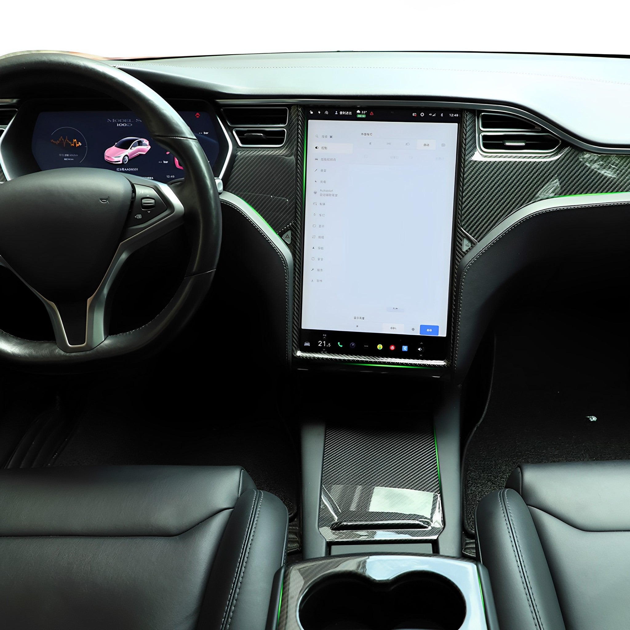 Tesla Model S Interior Carbon Fiber