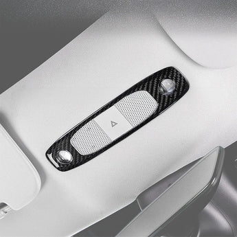 Real Carbon Fiber Reading Light Trim Cover installed on Tesla Model Y