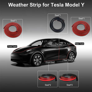 Tesla Model 3 Y Wind Noise Reduction Door Rubber Seal Strip Kit | Self Adhesive