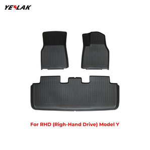 Yeslak All Weather Floor Mats Full Set for Tesla Model Y Right Hand Drive