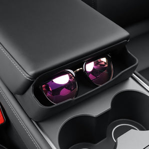 Yeslak Tesla Sunglasses Holder – Central Console Storage Organizer for Sunglasses, Cards, Keys & More – Custom Fit for Tesla Model 3 & Y