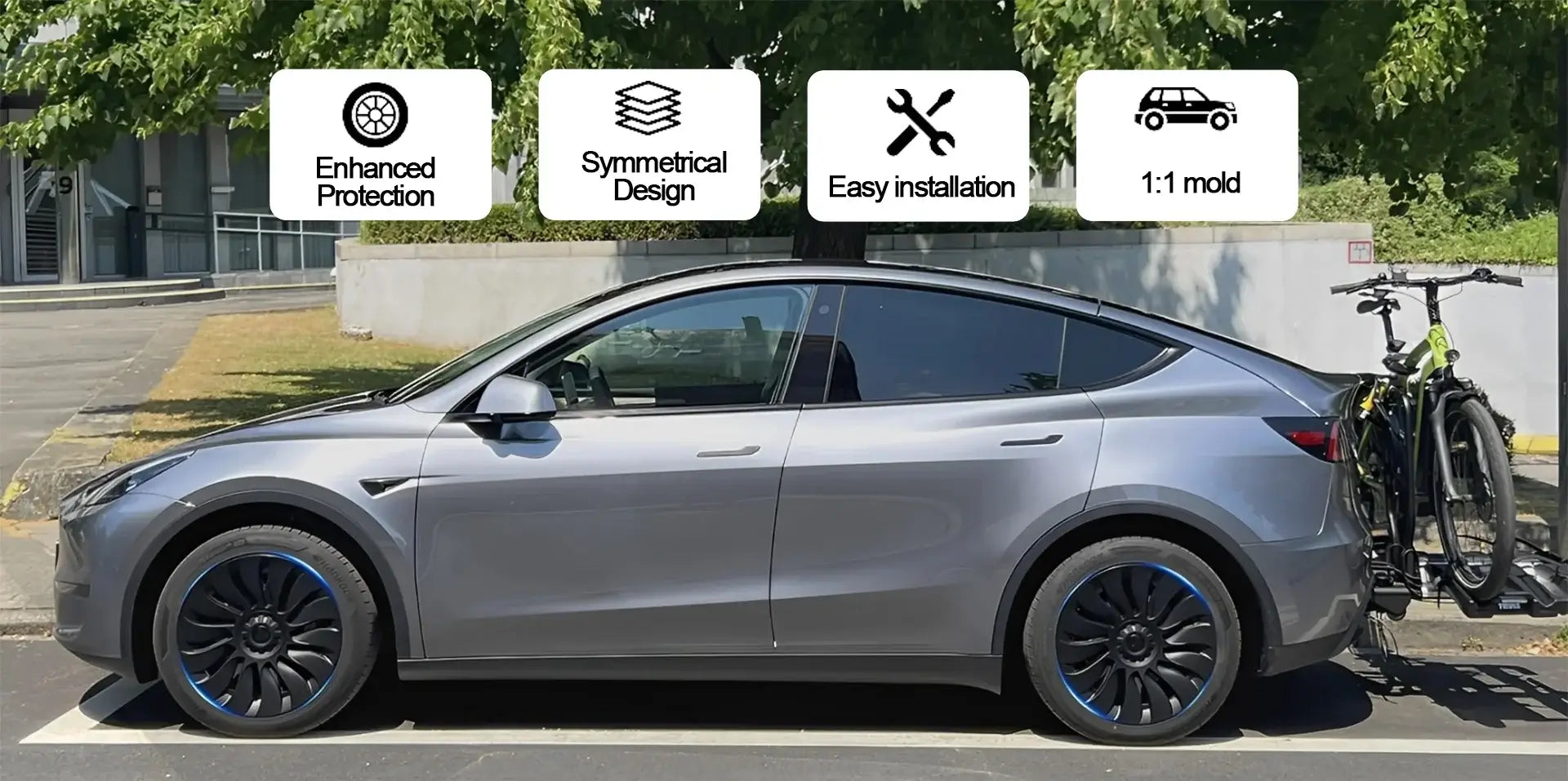 Yeslak performance wheel covers for tesla model y 19 gemini wheels