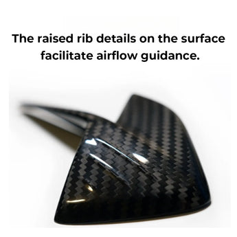 Real carbon fiber side camera cover installed on Tesla Model Y