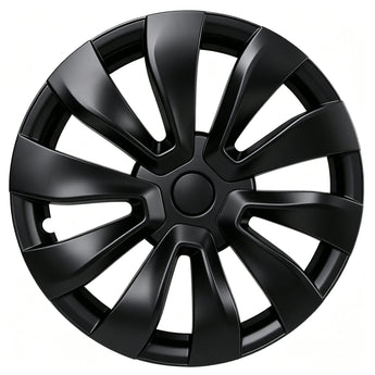 Matte black multi-spoke 18-inch Prismata wheel cover for Tesla Model 3 Standard 2026+