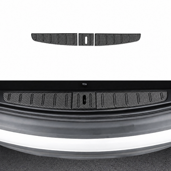 Carbon fiber rear trunk sill protector for Tesla, three-piece trunk threshold guard installed at the cargo entrance