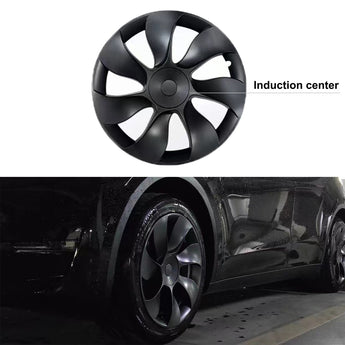 Black 19-inch wheel cover with induction center spokes and round center cap