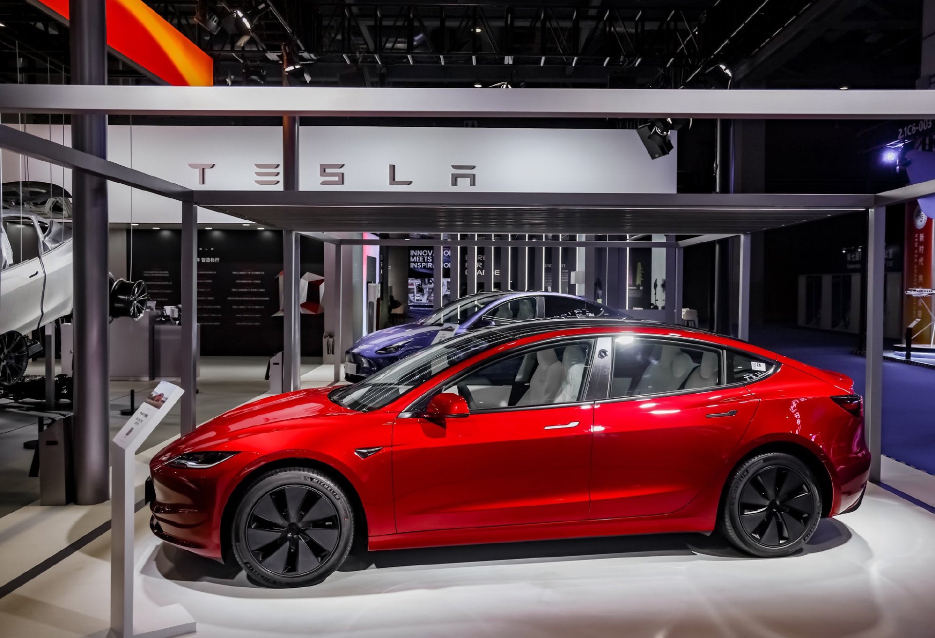 Tesla displays refreshed Model 3 at 2023 Import Expo in China