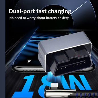 18W OBD Fast Charger Adapter with USB-A & USB-C Dual Ports for Tesla Model 3/Y/YL