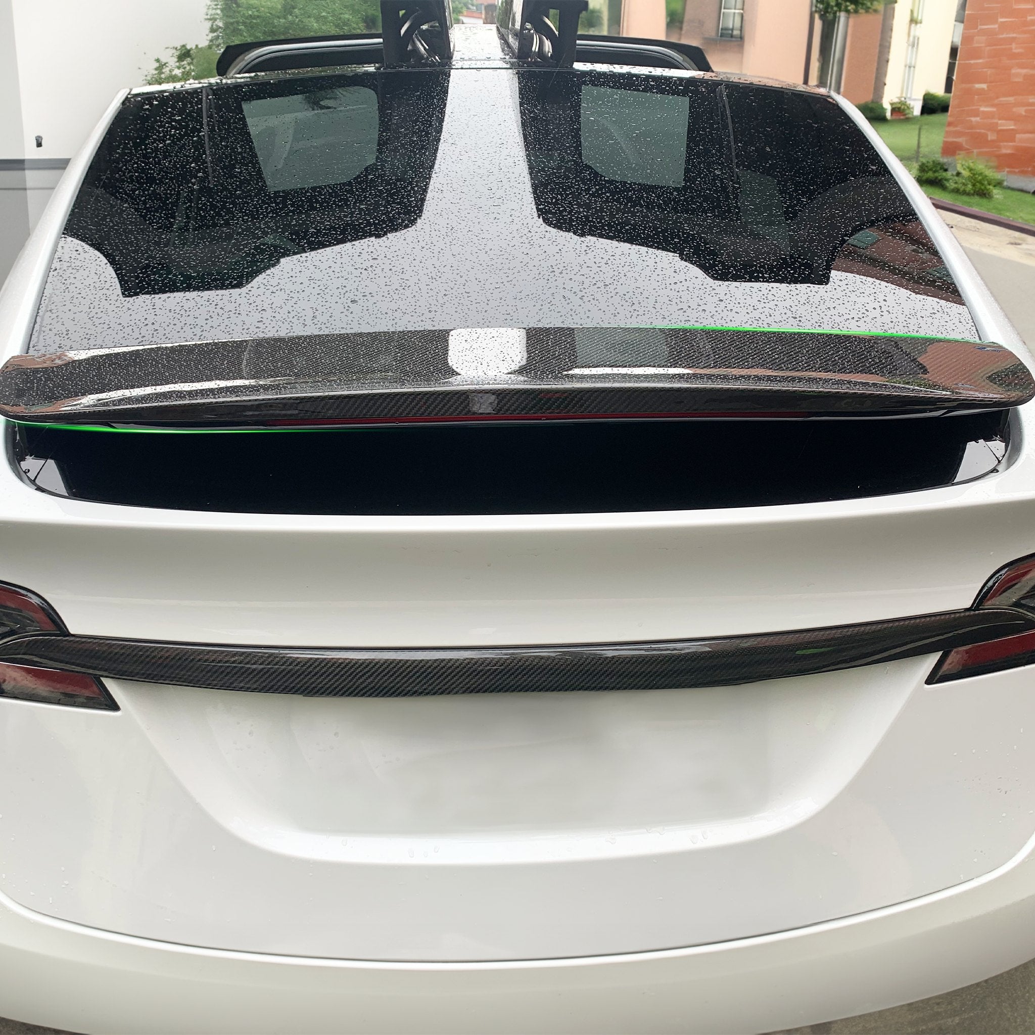 Carbon Fiber Model X Wing Spoiler Overlay