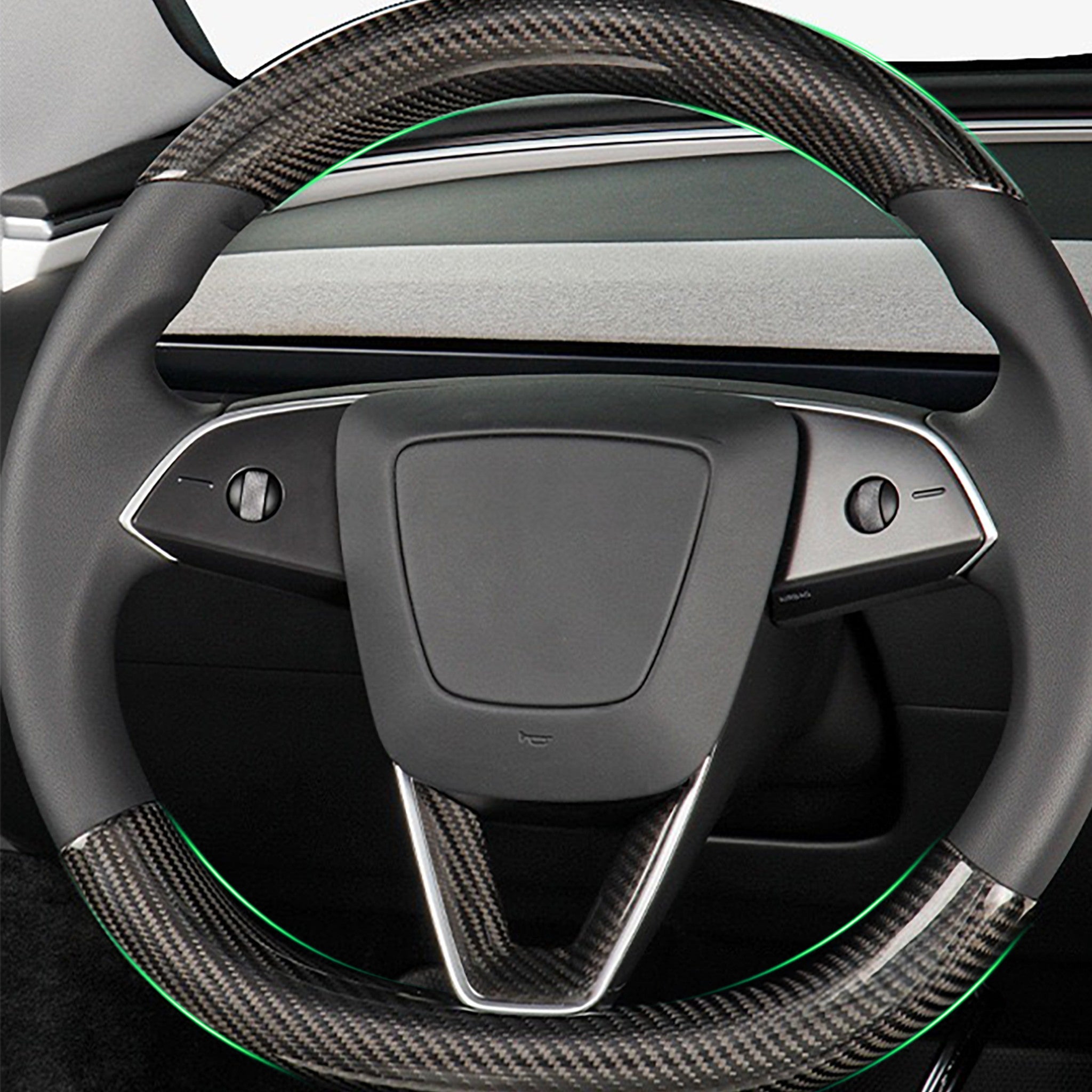 2024 New Model 3 Highland Steering Wheel Overlay - Real Carbon Fiber