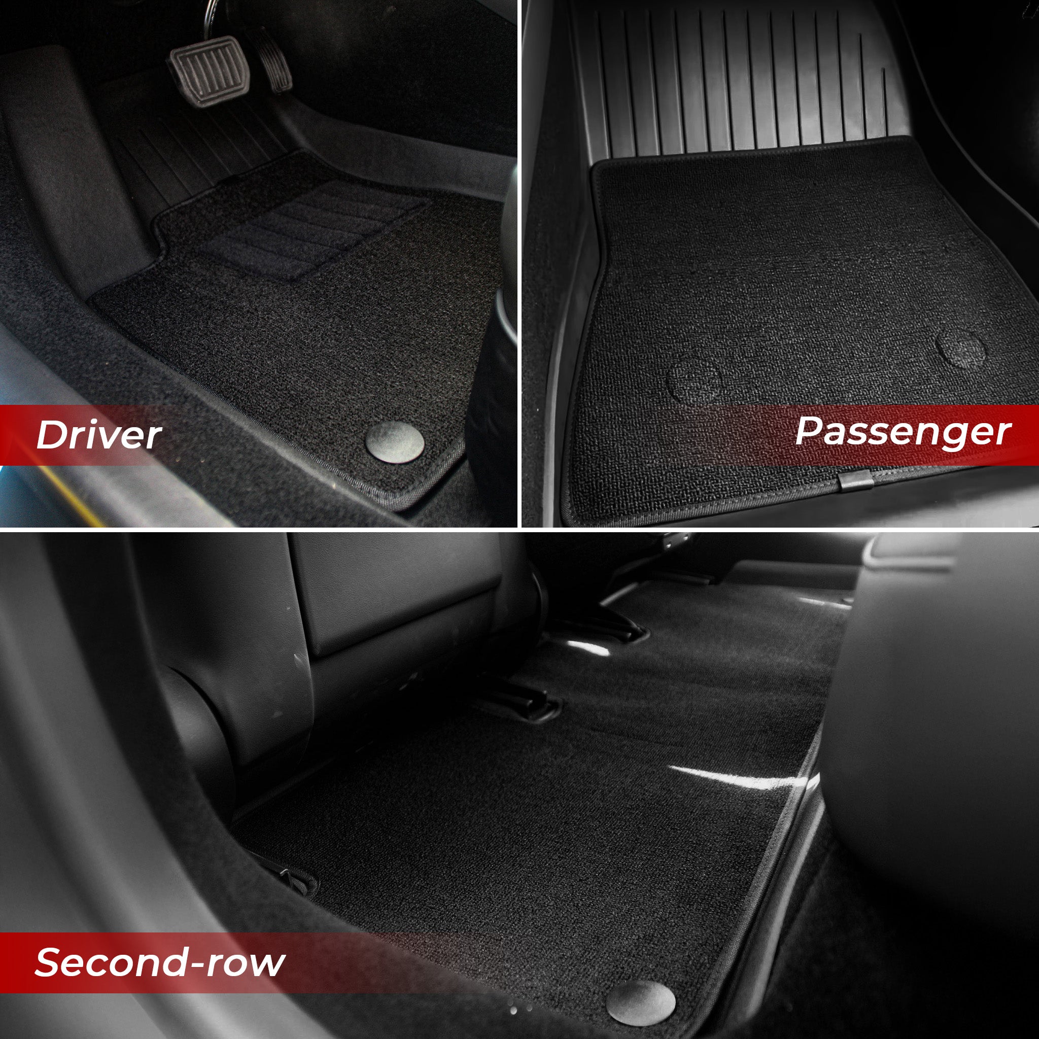 Bundle: 2024+ Model 3 Highland Floor Mats & Liners Full Set 8 PCS (floor mat with carpets)