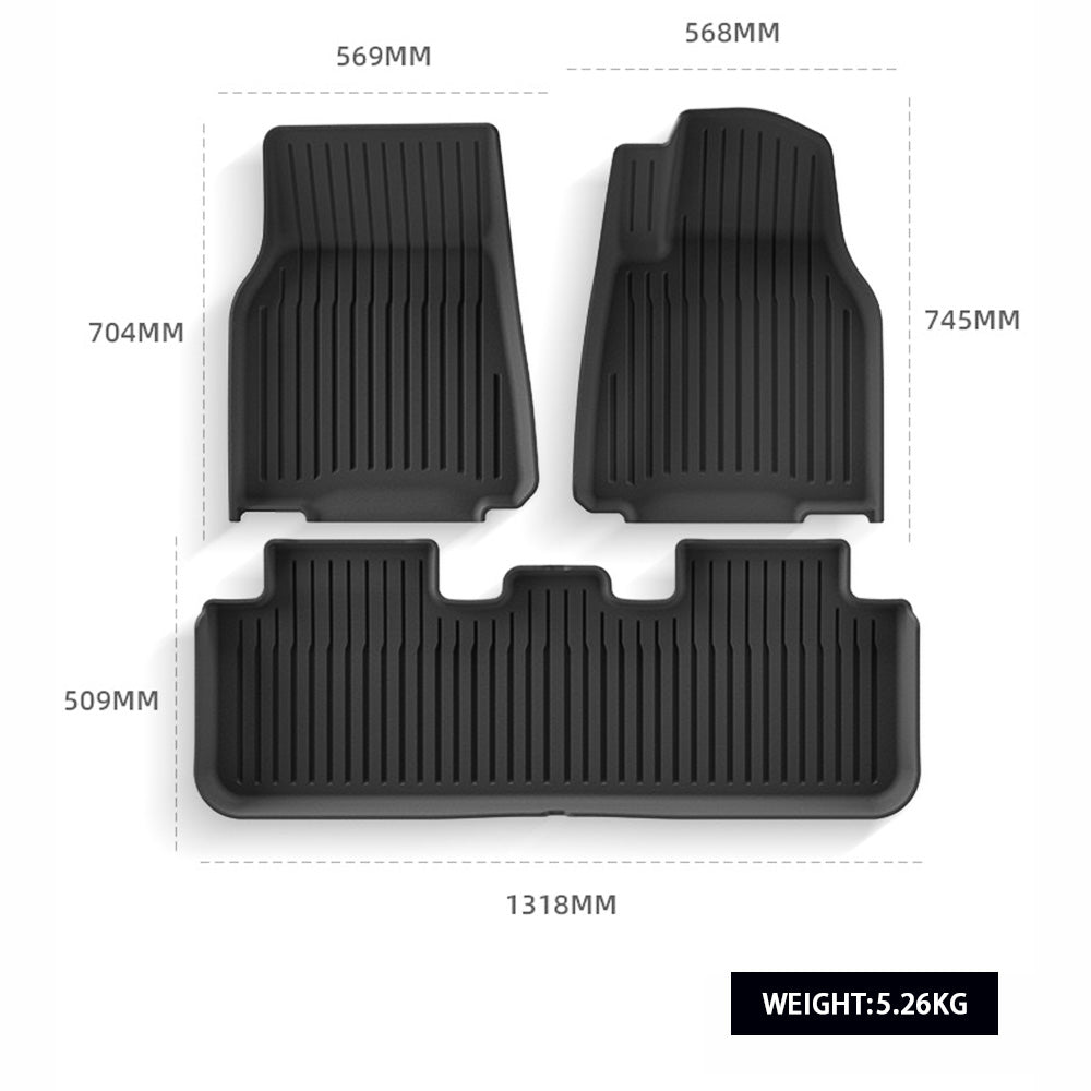 Bundle: Model Y Juniper 2025+Right-Hand Drive Floor Mats & Liners Full Set 12 PCS(floor mat with carpets)
