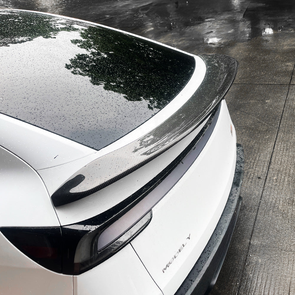 2025+ Tesla Model Y Juniper Carbon Fiber V-Style Rear Wing Spoiler – A ...