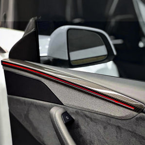 Tesla Model Y Juniper Carbon Fiber Door Trim Covers | Premium Interior Upgrade with Ambient Lighting Integration