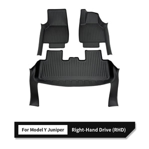 Right-Hand Drive (RHD) All-Weather Floor Mats for 2025+ Tesla Model Y Juniper – Custom Fit, Full Interior Protection, Premium TPE