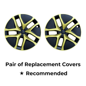 Satin Black Gold Arachnid 2.0 Style 19’’ Crossflow Wheel Covers for 2025+ Tesla Model Y Juniper