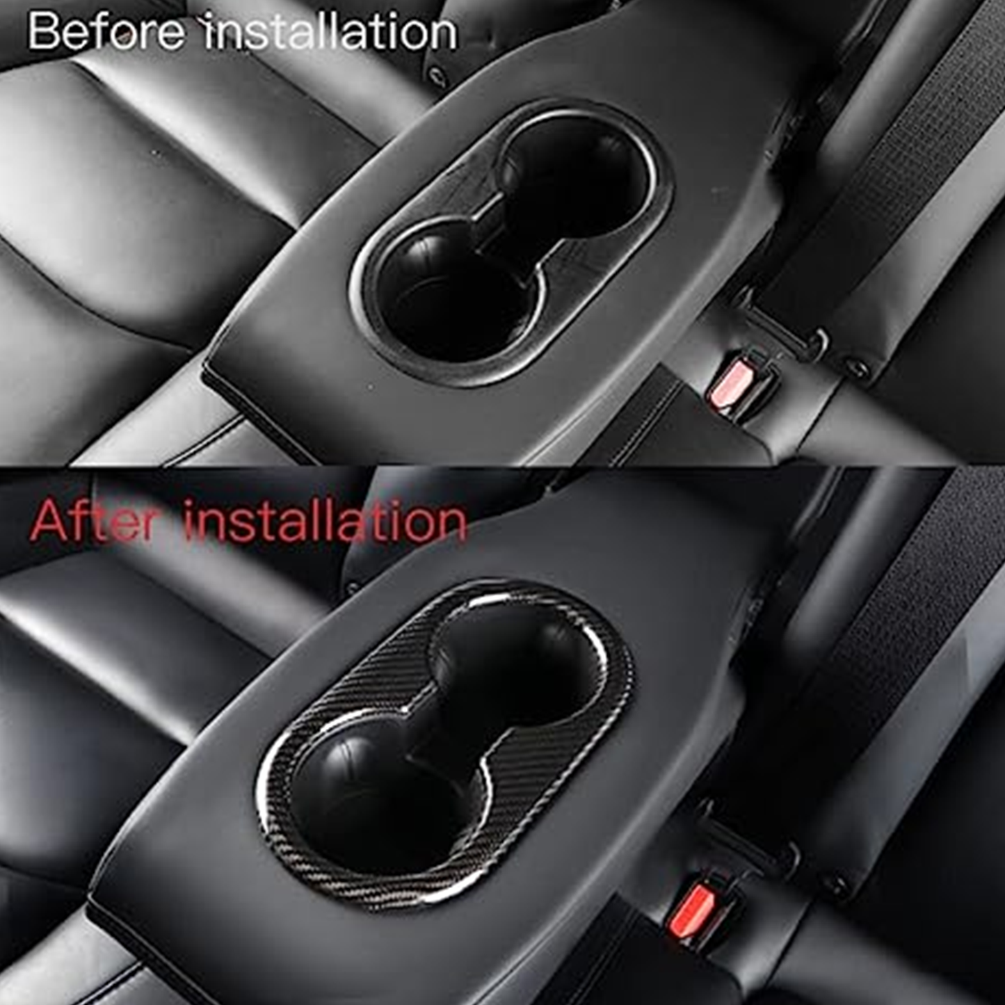 Carbon Fiber Back Seat Cup Holder Cover For Tesla Model 3 & Y