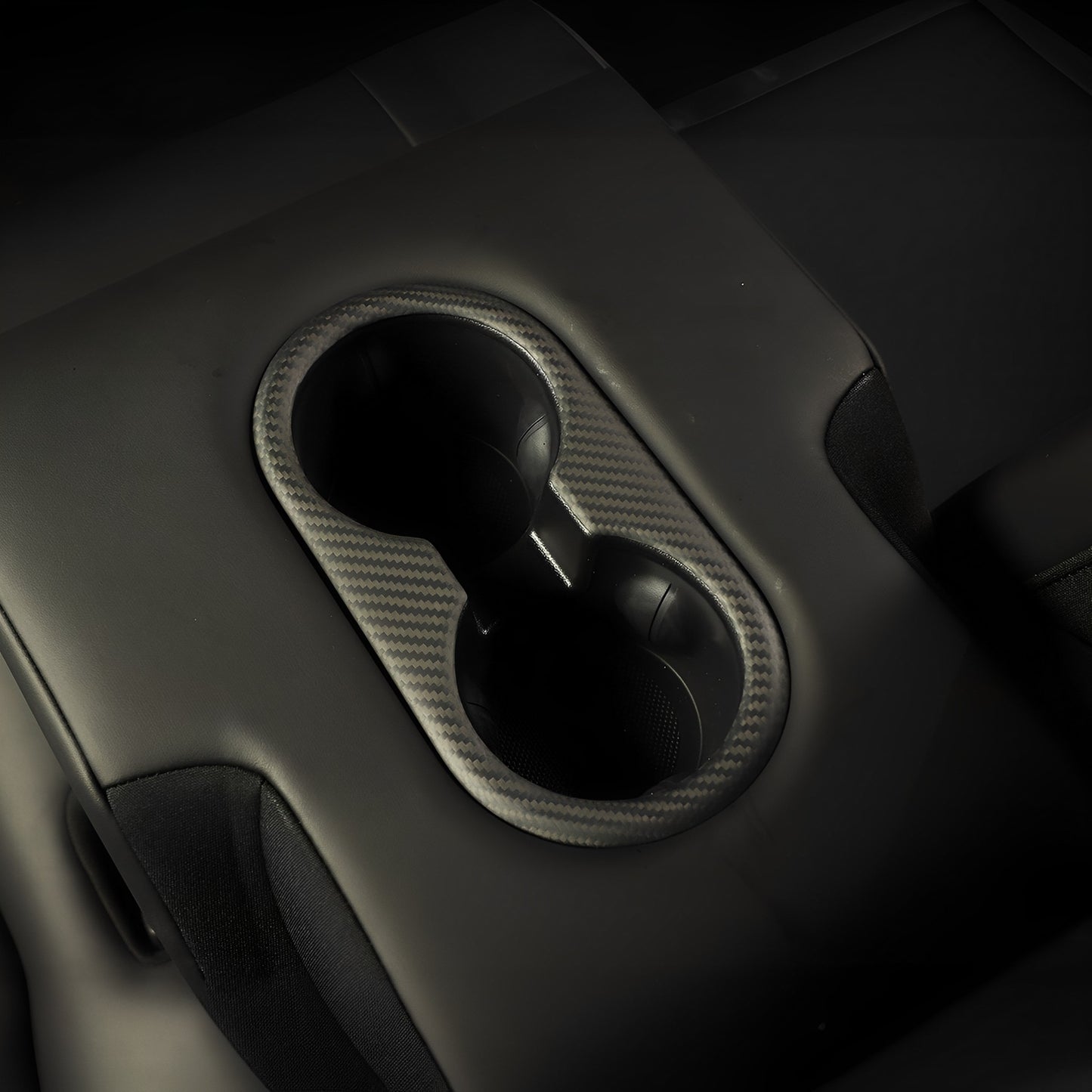Carbon Fiber Back Seat Cup Holder Cover For Tesla Model 3 & Y