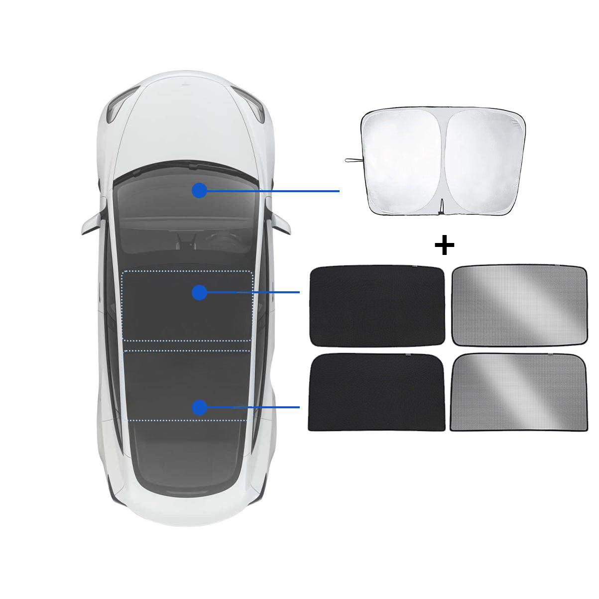 Bundle: Tesla Model 3 Highland 2024 Sunshade Set (Roof+Windshield Glass Sunshade)