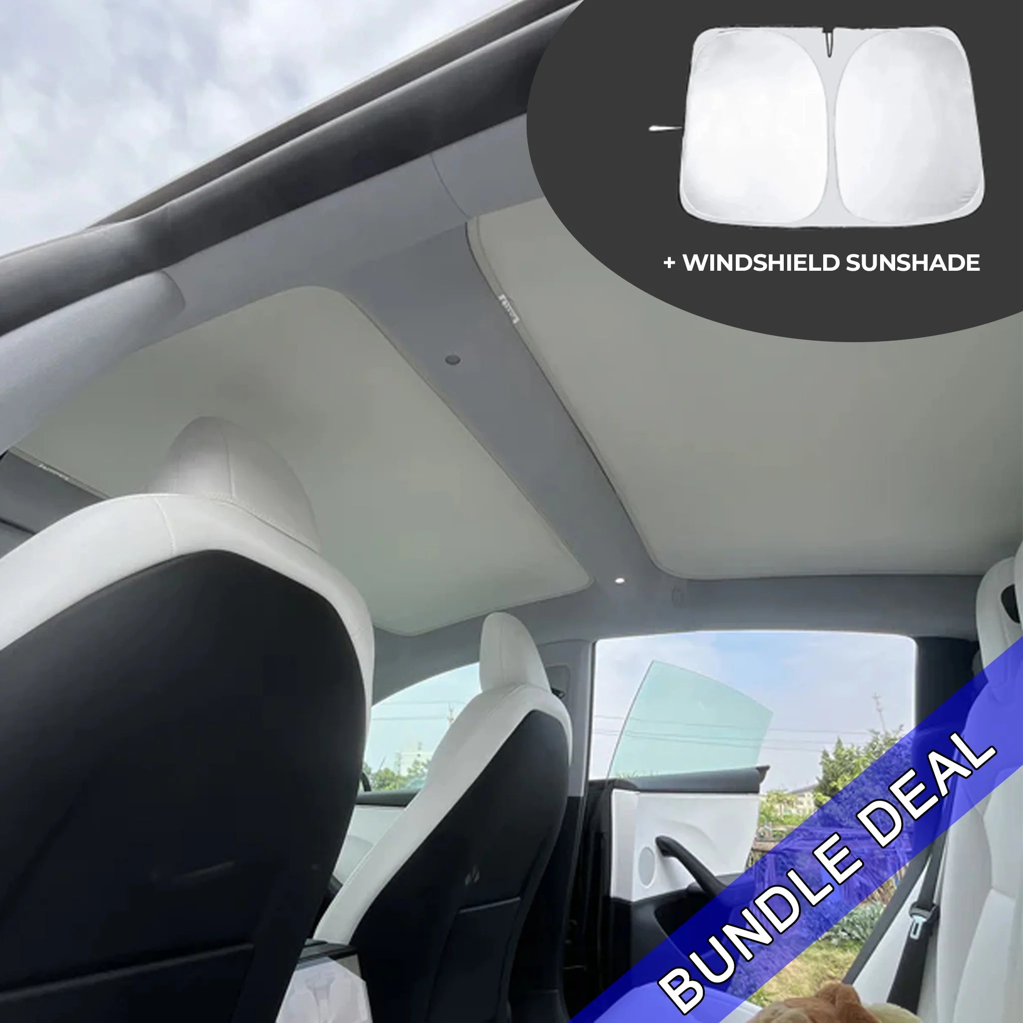 Bundle: Tesla Model 3 Highland 2024 Sunshade Set (Roof+Windshield Glass Sunshade)