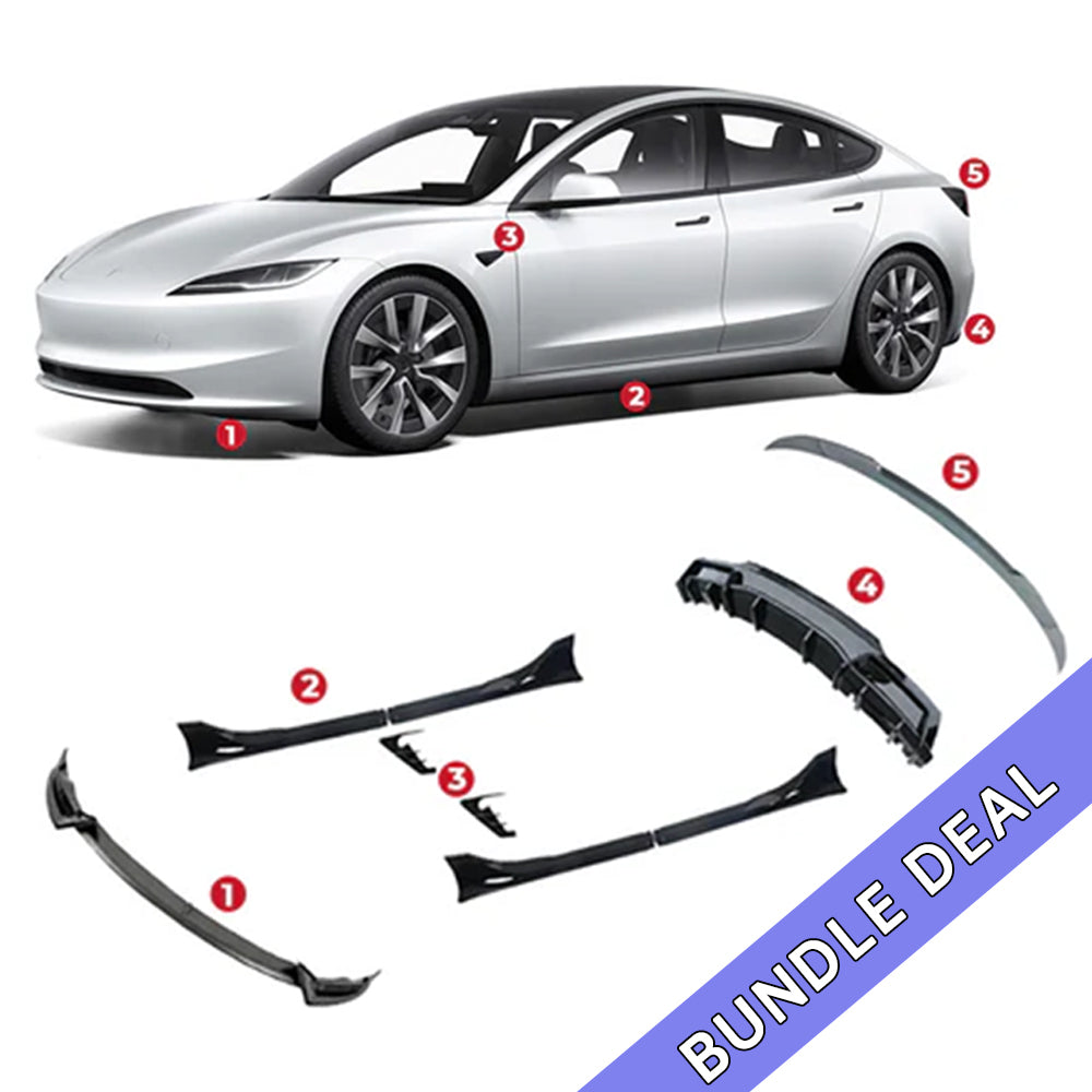 Bundle:2024+ Tesla Model 3 Custom Fit Aerodynamic ABS Body Kit (9 Pcs) – High-Performance Upgrade for Enhanced Styling, Durability & Precision Fitment