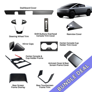Bundle: Tesla Cybertruck 2024+ Real Carbon Fiber Interior Full Upgrade Kit(10Pcs）