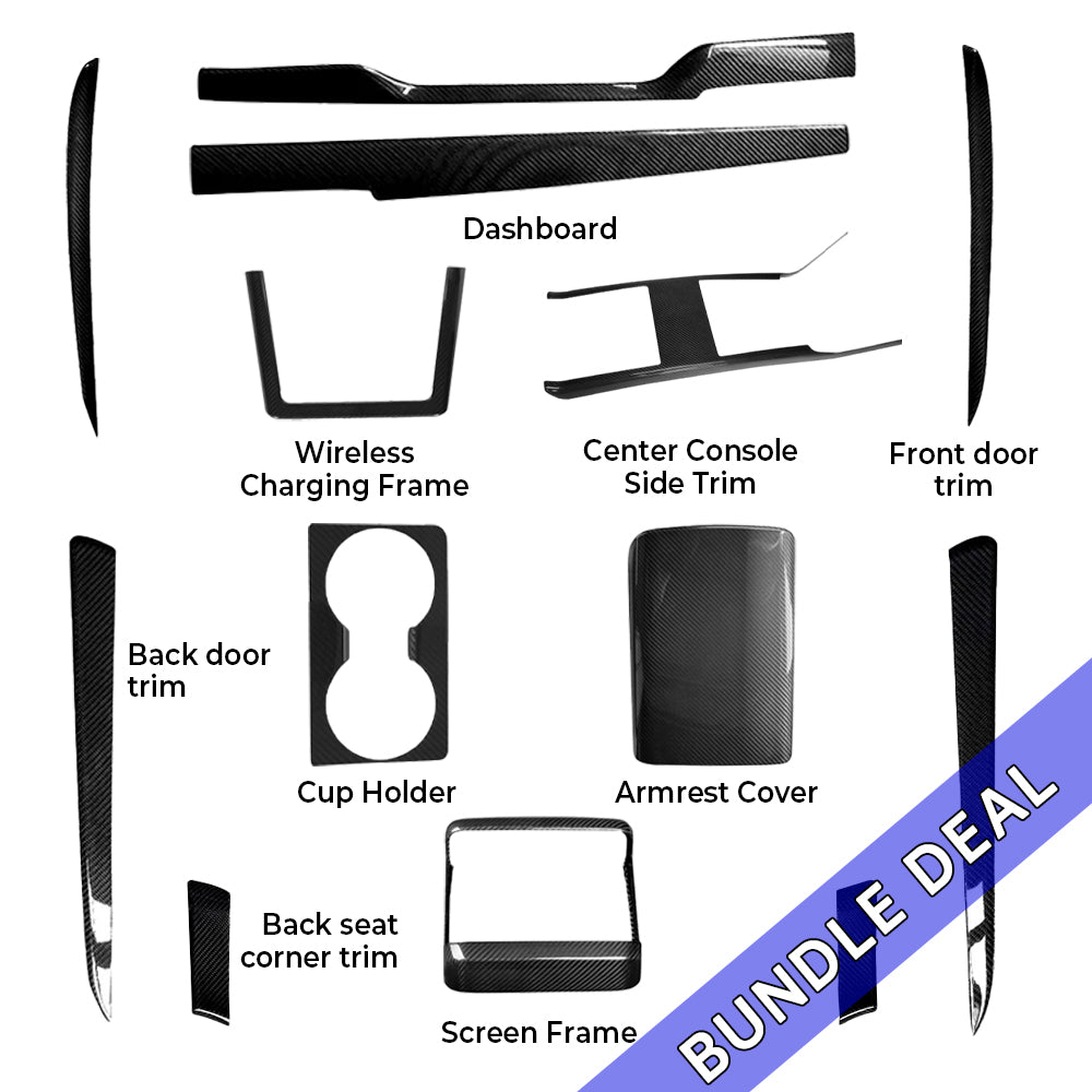 Bundle: YESLAK Premium Carbon Fiber Interior Bundle for 2021+ Tesla Model S / Model X (Refreshed Models)