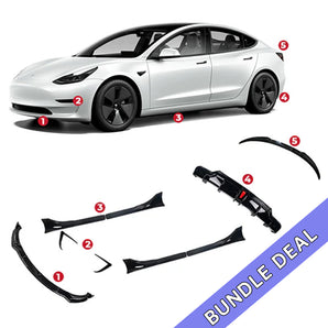 Black ABS sport body kit parts set with front lip, side skirts, and rear diffuser.