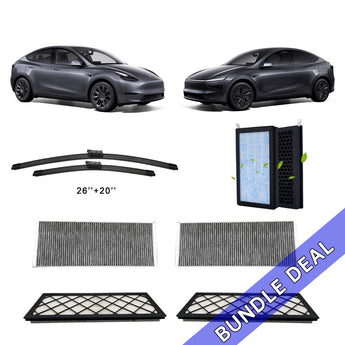 Bundle: Cabin & Intake HEPA Filters + Wiper Blades for Tesla Model Y 2020-2026+
