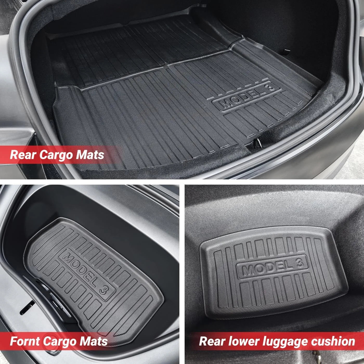 thumbnail image 2 of HEA 6-Piece Tesla Model 3 Floor Mats 2021-2023 – All-Weather TPE Liners For Front, Rear & Trunk 2 of 6
