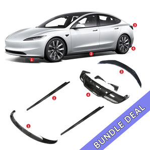 Bundle：YESLAK 4-Piece Carbon Fiber Aero Upgrade Kit – Model 3 2024+