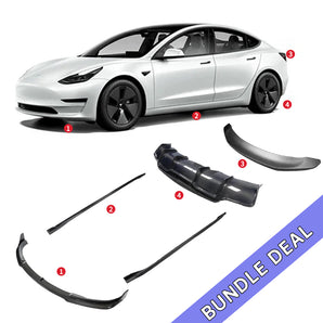 Bundle：YESLAK V-Style Carbon Fiber Aero Pack – Model 3 2017–2023