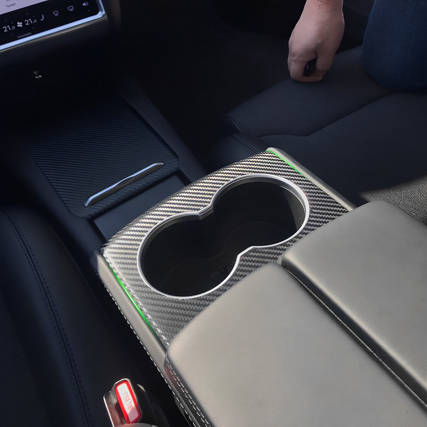 Carbon Fiber Cup Holder Cover Trim For Model S / X