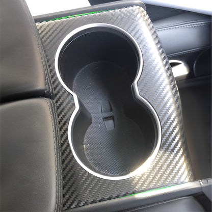 Carbon Fiber Cup Holder Cover Trim For Model S / X