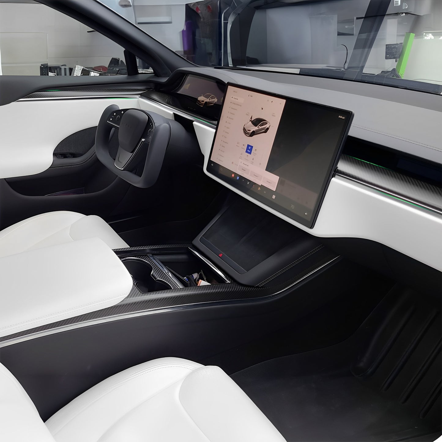 Carbon Fiber Dashboard & Door Trims For 2021+ Tesla Model S / X