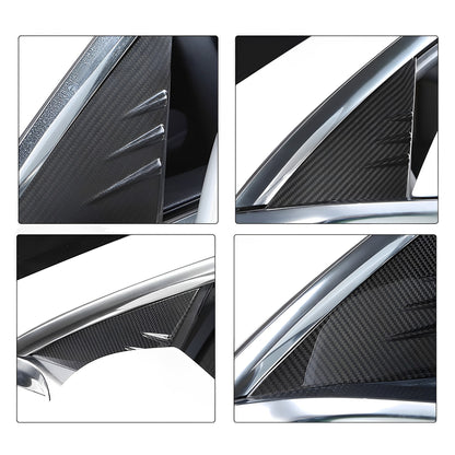 Carbon Fiber Front Door A-Pillar Triangle Cover Trims For Tesla Model 3 / Y