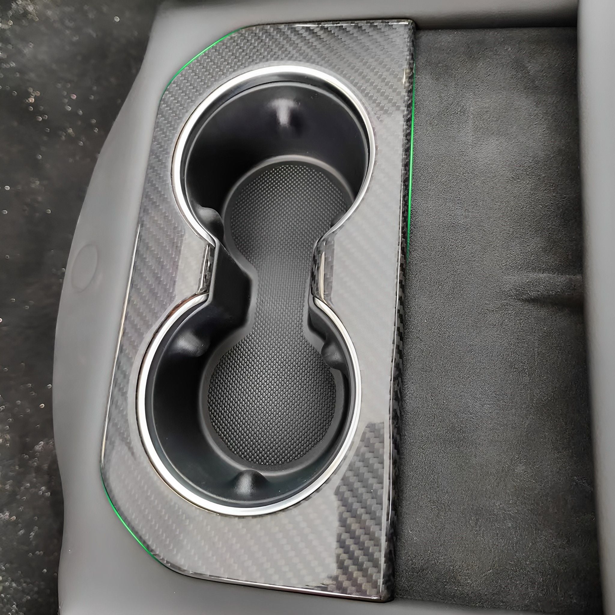 Carbon Fiber Cup Holder Trim Overlay For 2021+ Mode S Back Seat