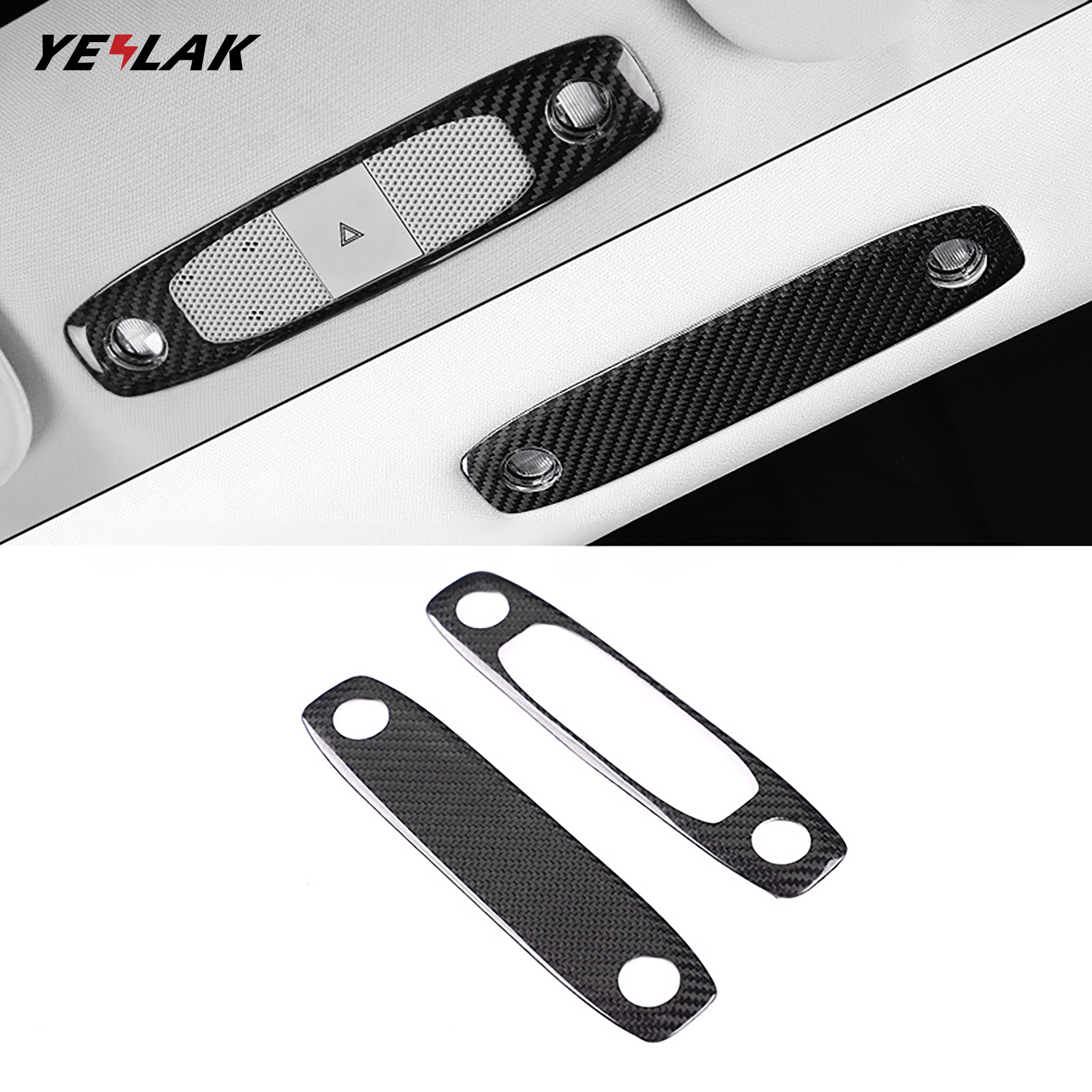 Real Carbon Fiber Reading Light Trim Cover For Tesla Model 3&Y