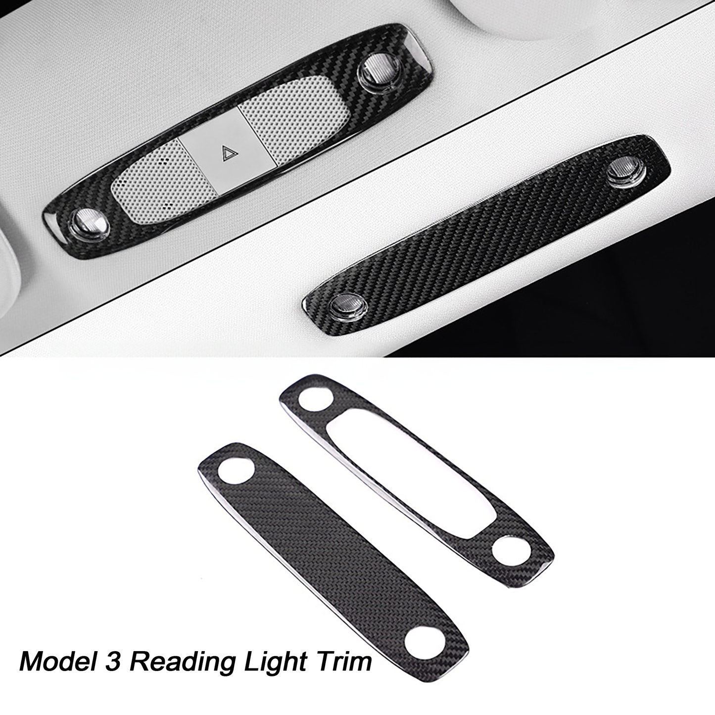Real Carbon Fiber Reading Light Trim Cover For Tesla Model 3&Y